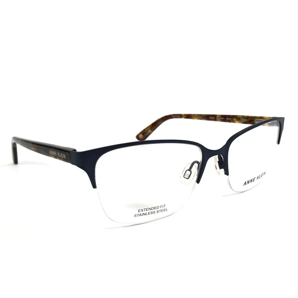 Anne Klein Eyeglasses Frames AK5083 414 NAVY Tortoise Cat Eye Half Rim 55-17-140
